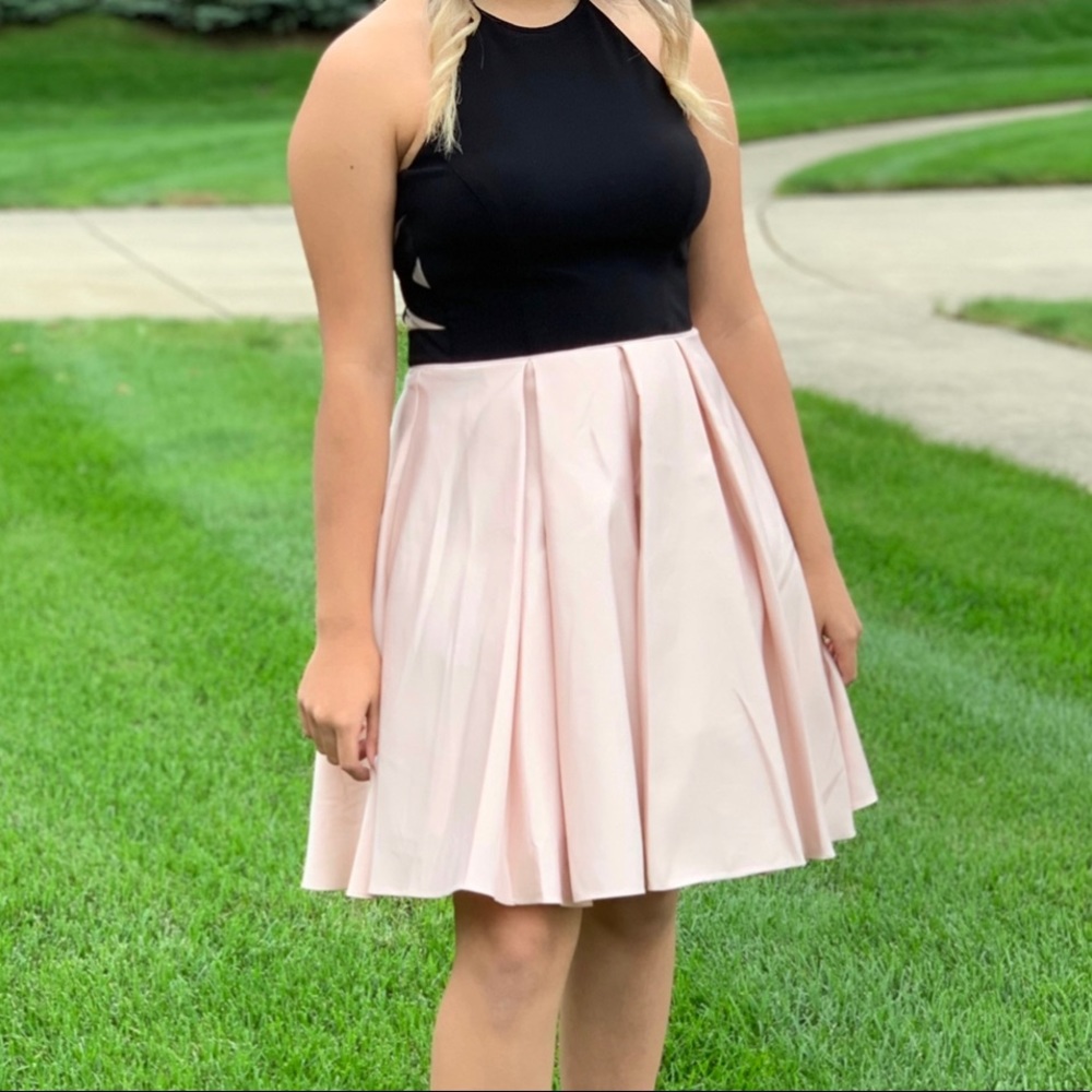 Black and blush pink homecoming dress